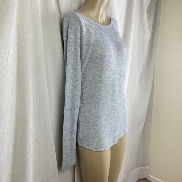 Victoria’s Secret PINK Light Gray Scoop Back Rhinestone Bling Slouchy Sweater XS - Picture 3 of 16
